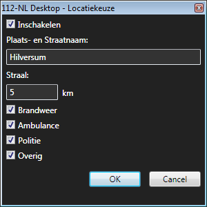 instellen van de locatie van 112-Nederland Desktop